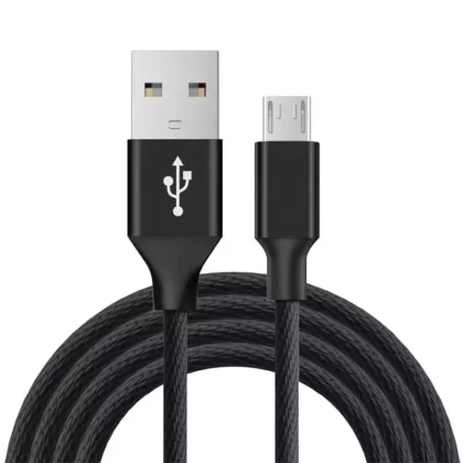 Nylon Braided Micro USB Cable - Colour#Silver>Black