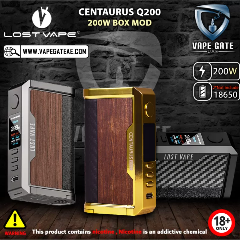 LOST VAPE CENTAURUS Q200 200W BOX MOD - Black Carbon Fiber