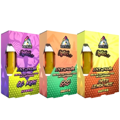 Delta Extrax THCa Live Sugar 2G Cartridge | Adios MF - flavor#GSC (Indica)>OG Kush (Hybrid)>Super Lemon Haze (Sativa) (E0DBB1)