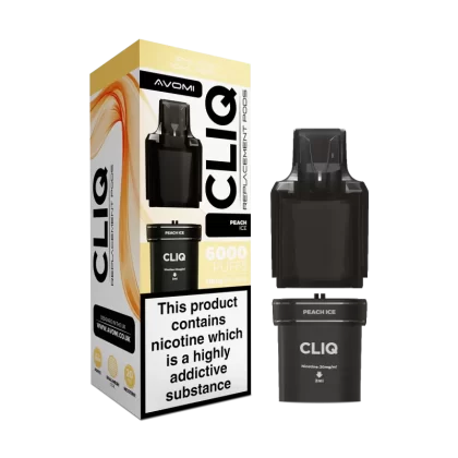 Peach Ice Avomi Cliq 6000 Refill Pack - 20mg - Vape Product (028E4C)