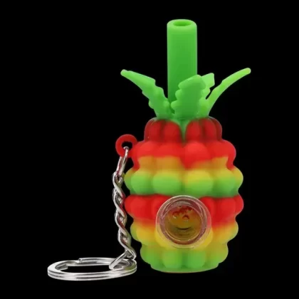 Silicone Rasta Pineapple Key Chain Pipe