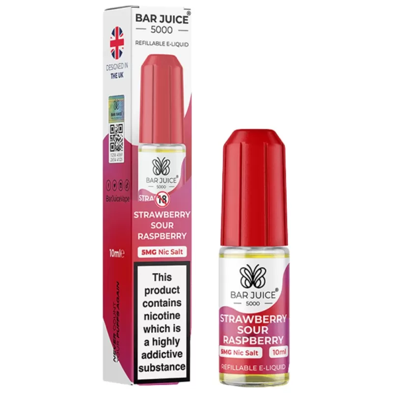 Strawberry Sour Raspberry Nic Salt E-Liquid by Bar Juice 5000 (10ml) - 10mg