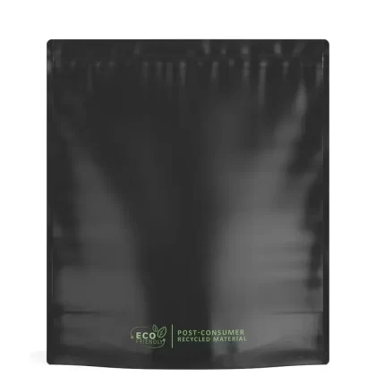 Tamper Evident | Matte Black Mylar PCR Bags (No Tear Notch) | 14.6in x 16.4in – 448g – 100 Count