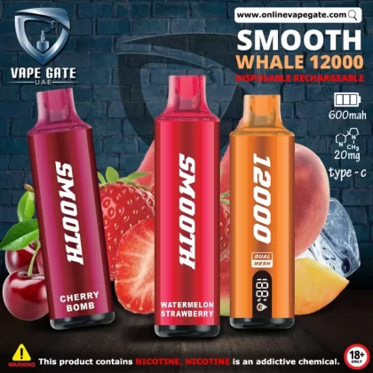 Smooth Whale Disposable Vape (12,000 Puffs) - Grape Strawberry / 20 mg