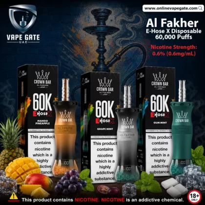 Al Fakher - E-Hose X Rechargeable Disposable Vape 60,000 Puffs - Magic Love / 6 mg