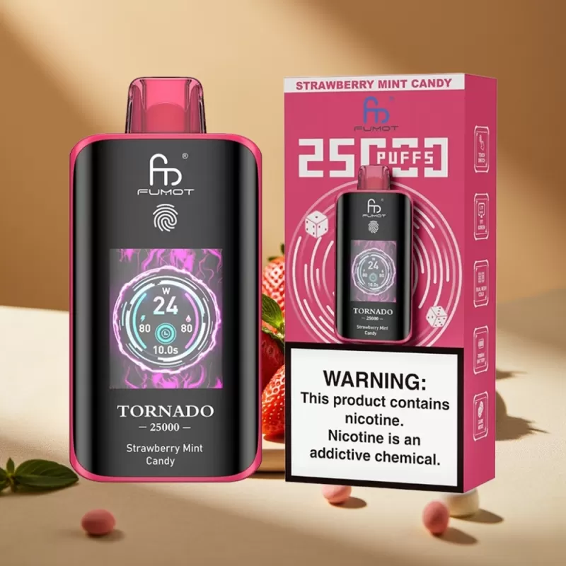Fumot Tornado 25000 Puffs HD Screen 20ml Strawberry Mint Candy - Image 2