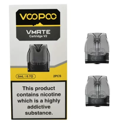 VOOPOO VMATE V2 PODS, Replacement Cartridges 2 pack 0.7Ω - Choose#VMATE V2 0.7Ω 2ml Pods (2pk)>VMATE V2 0.7Ω 3XL Pods (2pk)