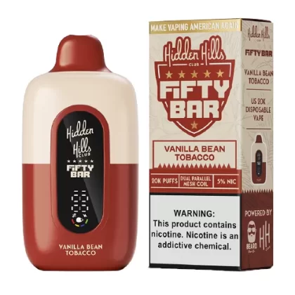 Vanilla Bean Tobacco Disposable Vape (20000 Puffs) by Hidden Hills x Fifty Bar