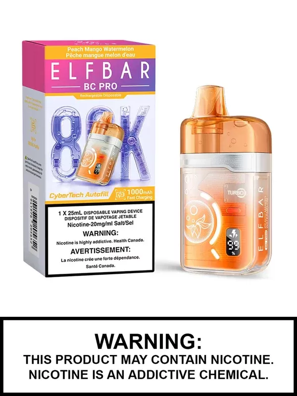 Peach Mango Watermelon Elf Bar BC Pro Disposable Vape