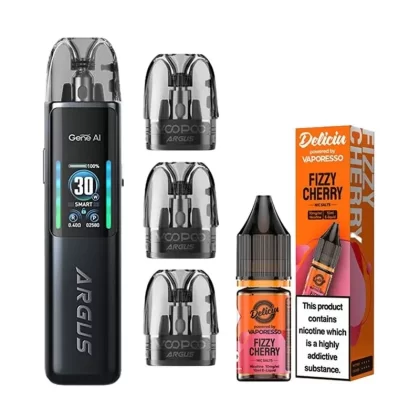 VOOPOO ARGUS G2 VAPE KIT, 3 X REFILLABLE PODS, 1 X ELIQUID SALT BUNDLE DEAL