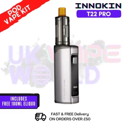 Steel Grey Innokin Endura T22 Pro Kit + FREE 100ML E Liquid