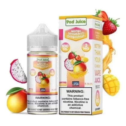 Mango Strawberry Dragonfruit E-Liquid by Pod Juice - Size#100ml~Nicotine#3MG>6MG