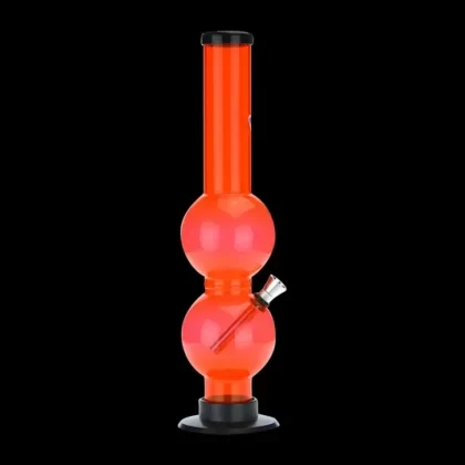 Orange Acrylic Straight Double Bubble Bong - Ejuicewarehouse