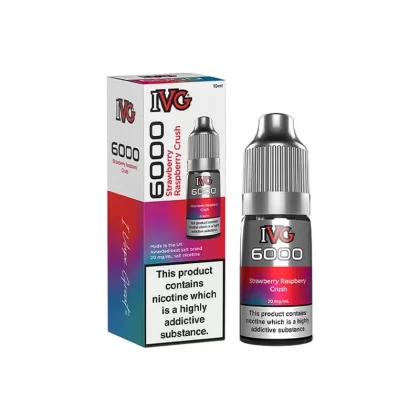 IVG 6000 Strawberry Raspberry Crush E Liquid 10ml - Nicotine Strength#20mg