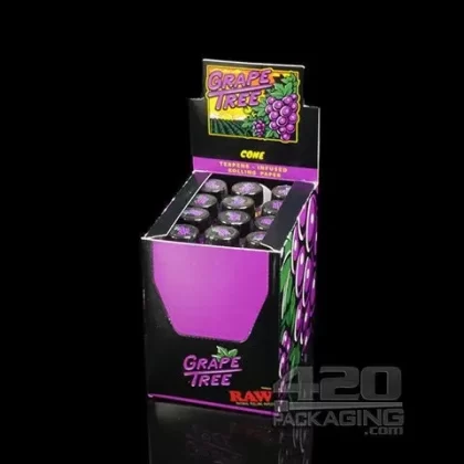 RAW Grape Tree Terpene Infused King Size Pre Rolled Cones 12/Box - Ejuicewarehouse