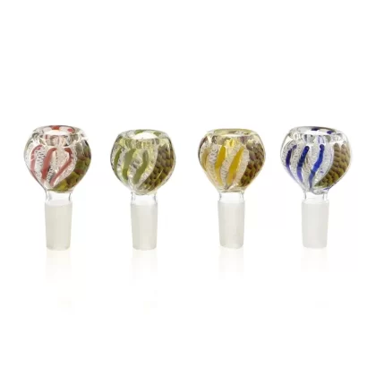 Bowl | Intertwined Lines Glass Bowls | 14mm – Assorted Colors – 5 Count