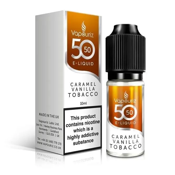 Vapouriz Caramel Vanilla Tobacco E Liquid – 50/50 Series (10ml)