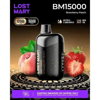 Lost Mary BM15000 Disposable Vape – 15,000 Puffs (2%) - flavors#Blueberry Ice>Cola Ice>Double Mango>Grape Ice>Lemon Tea>Lychee Funta>Mango Peach Watermelon>Miami Mint>Peach Ice>Strawberry Ic (6F52B8)