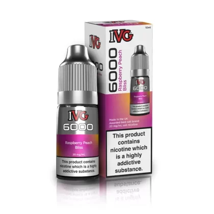 IVG 6000 Raspberry Peach Bliss Nic Salt Vape Juice - Strength