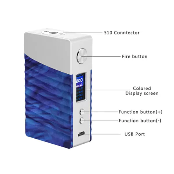 Geekvape Nova 200W TC Box Mod by dual 18650 Batteries - Silver&Cobalt Resin - Image 3