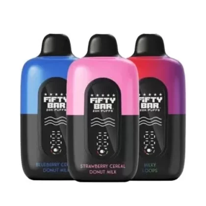 Fifty Bar V2 20k Disposable Vape - Flavor#Vanilla Custard>Mint>Blueberry Cereal Donut Milk>Butterbean>Cinnamon Funnel Cake>Milky Loops>Raspberry Jam>Baja Slushie>Gold Tobacco>Green Apple Bla