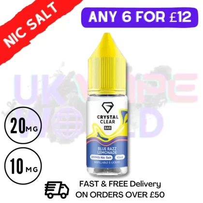Crystal Clear ‘Blue Razz Lemonade’ Bar Nic Salt