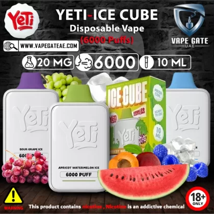 Yeti - Ice Cube Disposable Vape (6000 Puffs) - 20 mg / Apricot Watermelon Ice