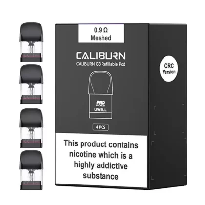 Uwell Caliburn G3 Replacement Pods - 0.4 Ohm Mesh - Four Pack, 0.6 Ohm Mesh - Four Pack