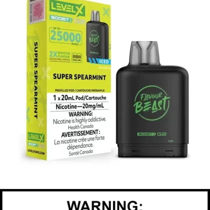 Super Spearmint Iced Flavour Beast Level X Boost G2 Pods