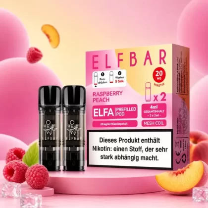 Elf Bar ELFA – Raspberry Peach – Prefilled Liquid Pod – (2er Pack)