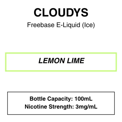 Lemon Lime – Cloudys Premium E- Liquid Freebase – 100mL - Vape Product; Vape Product