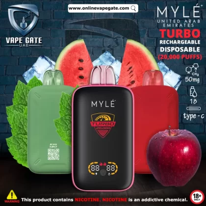Myle Turbo Rechargeable Disposable Vape (20,000 Puffs) - Frozen Peach / 50 mg