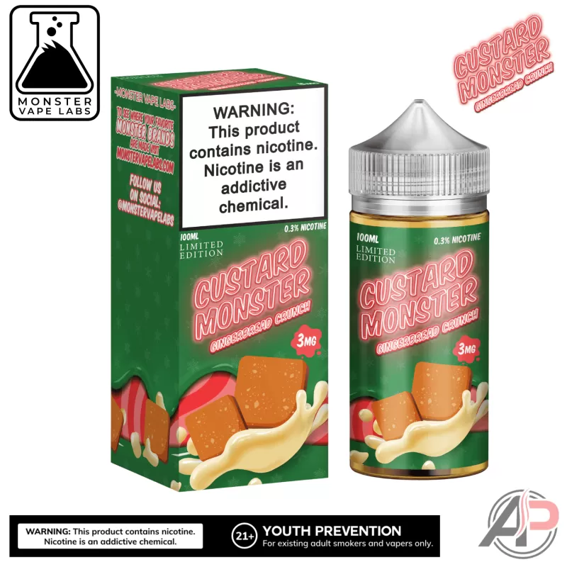 Gingerbread Crunch E-Liquid By Custard Monster Vape Labs 100mL - Image 2
