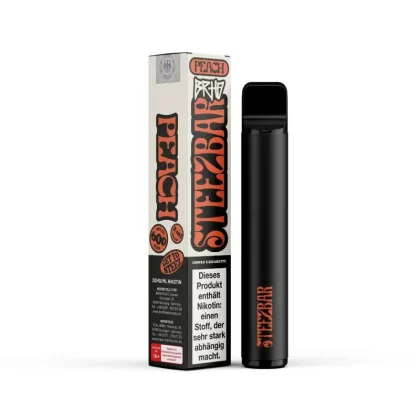 BRHD – Steezbar – Peach - Nikotin-Benzoat / 2-isopropyl-N,2,3 -trimethylbutyramide / Propylenglykol / Aromastoffe / Glycerin / BRHD / 550 mAh / 20mg/ml