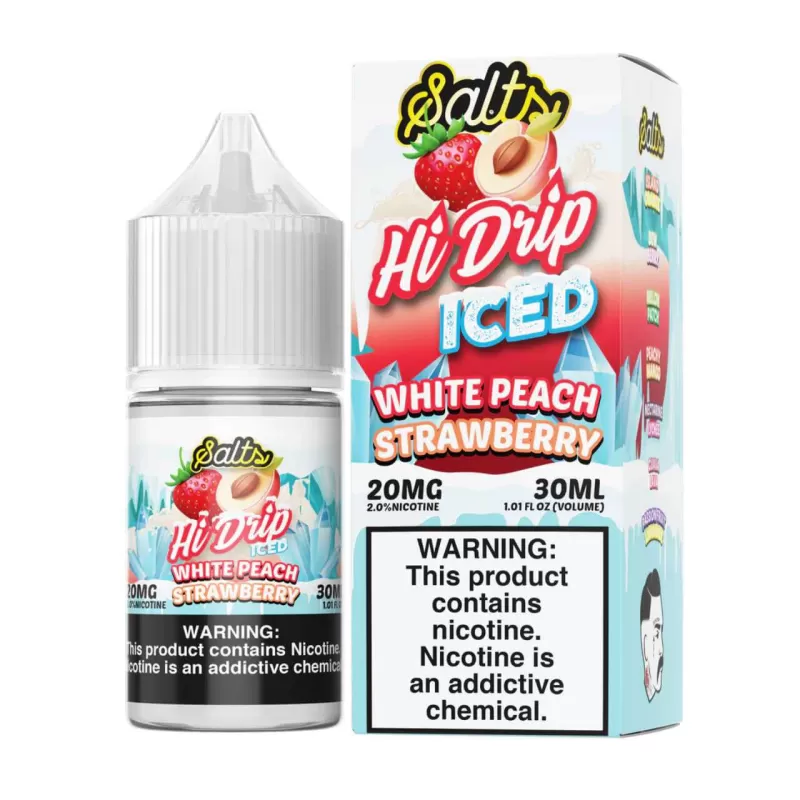 Hi Drip Salts Iced White Peach Strawberry 30ml E-Juice - Ecigmafia