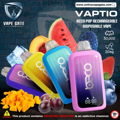 Vaptio Beco Pop Rechargeable Disposable Vape (30,000 Puffs) - Strawberry Mango / 20 mg