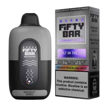 Frozen Peach Lime Razz Disposable Vape (20000 Puffs) by Fifty Bar 20K