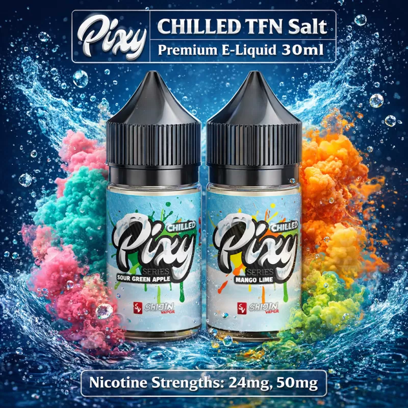 Pixy CHILLED TFN Salt Premium E-Liquid 30ml - Sour Green Apple / 24mg - Vapeciga