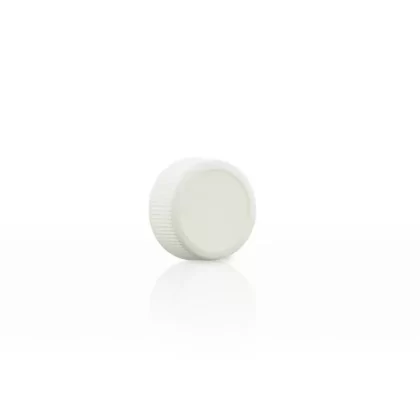 Plastic Cap | Ribbed Screw Thread w/ Foam Liner | 24mm – White – 144 Count