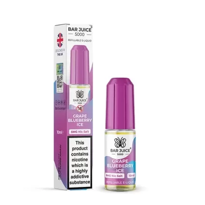 Bar Juice 5000 Grape Blueberry Ice Nic Salt E-Liquid 5mg, 10mg & 20mg