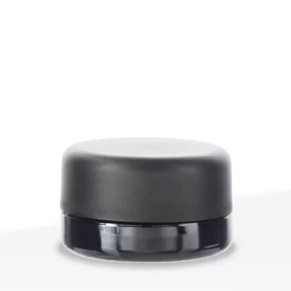 Glass Concentrate Jar | Child-Resistant Thick Round Base w/ Caps | 7mL – Black – 160 Count