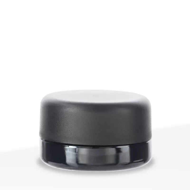 Glass Concentrate Jar | Child-Resistant Thick Round Base w/ Caps | 7mL – Black – 160 Count