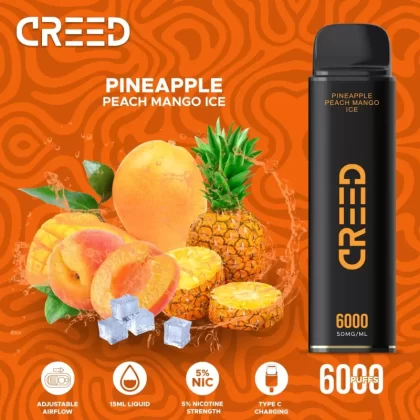Creed Disposable Vape – Pineapple Peach Mango Ice 6000 Puffs - Vape Product