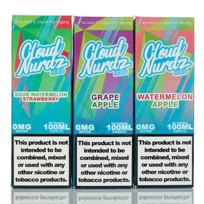 Cloud Nurdz ICED E-Liquid - No Nicotine Vape Juice - 100ml - Peach Blue Raspberry Iced
