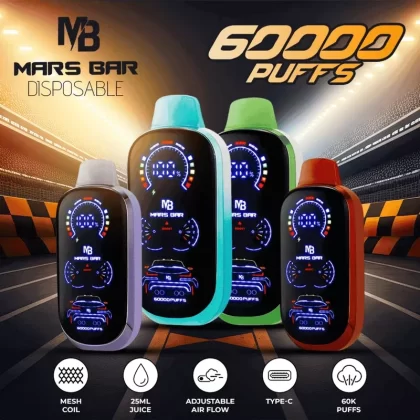 Mars Bar Disposable (60000 Puffs) - Flavor#Blue Rancher>Blueberry Watermelon>Cool Mint>Dragon Melon>Frozen Banana Candy>Georgia Peach>Mexican Mango>Night Crawler>Rainbow Candy>Sour Apple Can (CD5535)