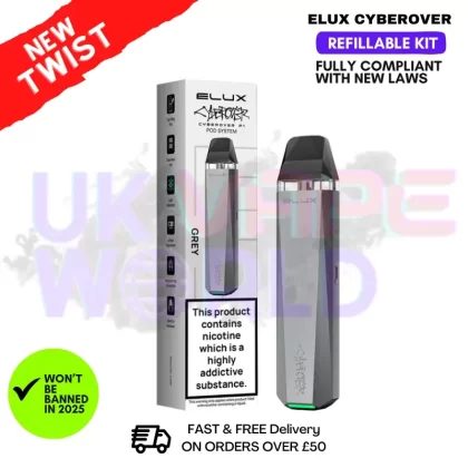 Grey Elux CyberOver P1 Refillable Kit + Free Nic Salt