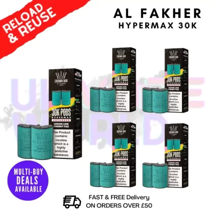 Lemon Lime Cherry Fizz AL Fakher 30K Box Of 5 Replacement Pods