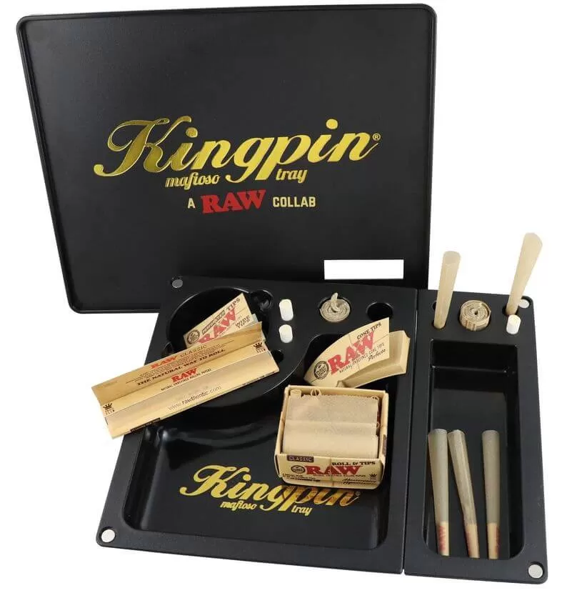 RAW Kingpin Mafioso Rolling Tray – Smoking Accessories