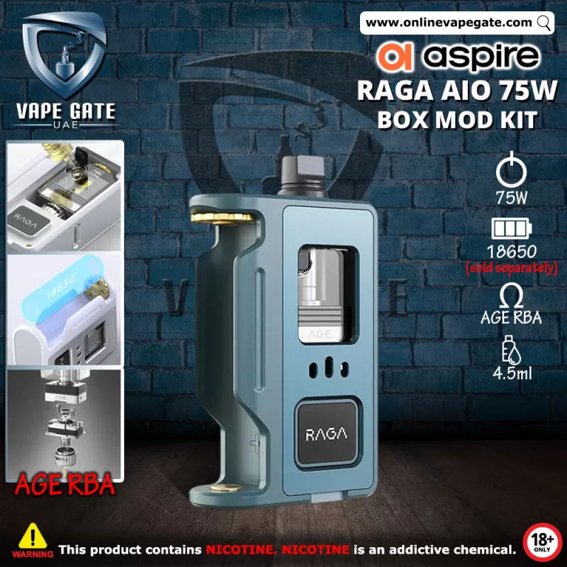 Aspire Raga AIO 75W Box Mod Kit - Cyan