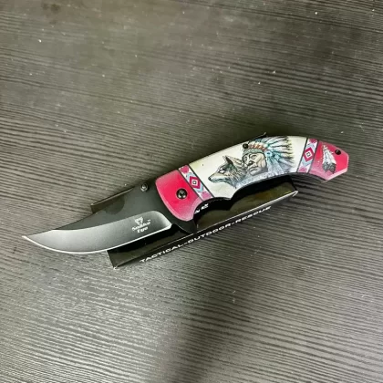 Snake Eye Tactical Spring Assist knife- Native American/Wofl
